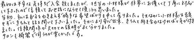 当店をご利用いただいた感想をお聞かせください。